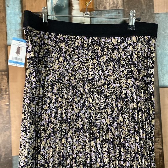 Vince camuto black/yellow/lavender pleated midi skirt - Picture 15 of 16